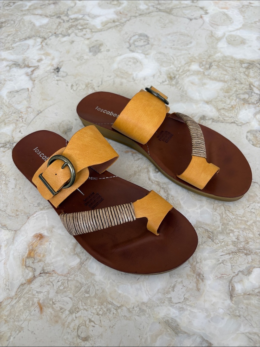 Los Cabos Bria Vegan Leather Sandals Brandy